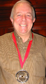 Photo by Peter Halasz of Mark Frutkin with his Sunburst Award, Fall 2007